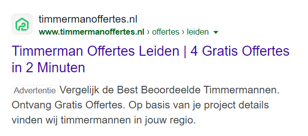 Bing Ads voorbeeld